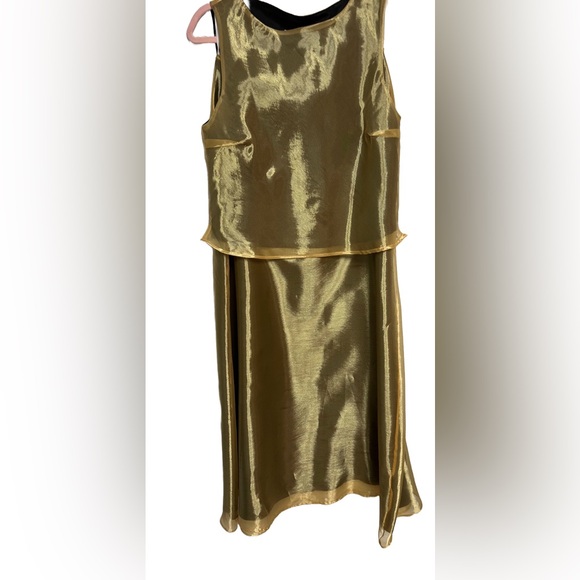 Lapis Los Angeles 2 Piece Shimmery Gold Sleeveless Top Maxi Skirt, Size Medium - Picture 1 of 5